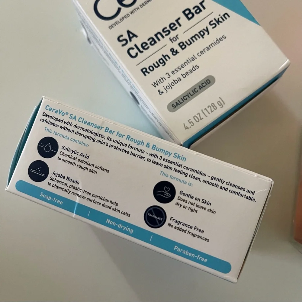 CeraVe SA Cleanser Bar for Rough and Bumpy Skin (3) and Scrubby Bundle